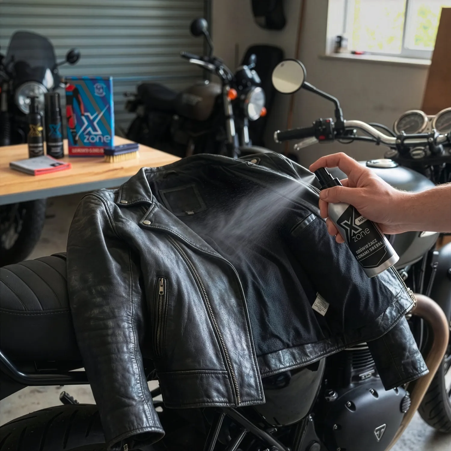 Odświeżacz Xzone z jonami srebra stosowany wewnątrz kurtki motocyklowej