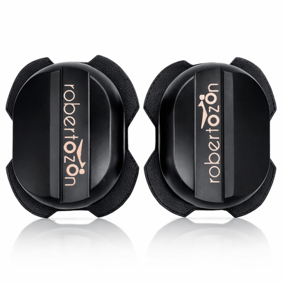 Czarne slidery kolanowe RobertoZon do kombinezonu motocyklowego – ujęcie produktowe”