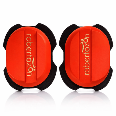 Fluo Czerwone slidery kolanowe RobertoZon do kombinezonu motocyklowego – ujęcie produktowe