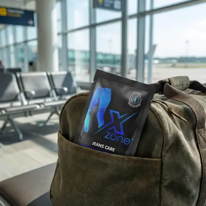 Saszetka Jeans Care w bagażu podręcznym