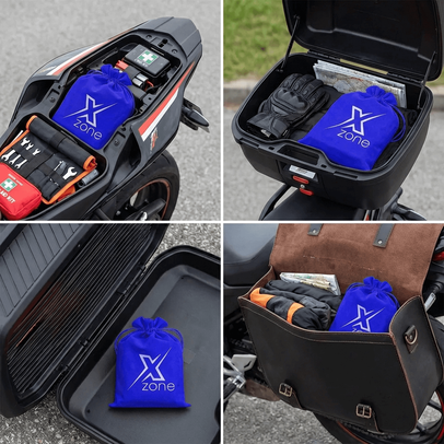 Woreczek Xzone w schowkach motocykla – pod siedzeniem, w kufrze i w sakwie